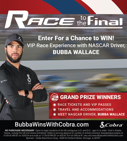 Cobra Electronics Announces ‘Race to the Final’ Sweepstakes with NASCAR Driver Bubba Wallace
