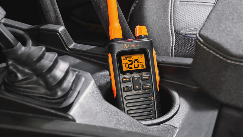 Cobra Trailblazer 450 GMRS radio in vehicle